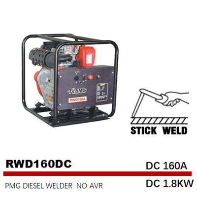 160A Stick Welding Generator DC 1.8kw PMG Diesel Medium Frequency