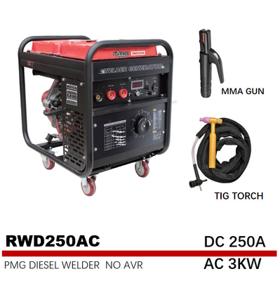 ژنراتور جوش قوس الکتریکی 75 ولت RWD250AC 250A ژنراتور بنزینی 3kw 531cc