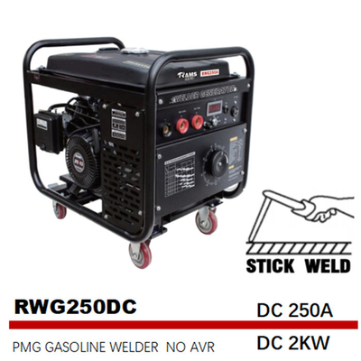 دی سی 2kw 250A Stick Welding Generator 75V Tank 25L Benzine Stick Welder