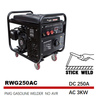 AC 3kw 250 آمپر جوشکار ژنراتور قوس فرکانس متوسط ​​531cc جابجایی