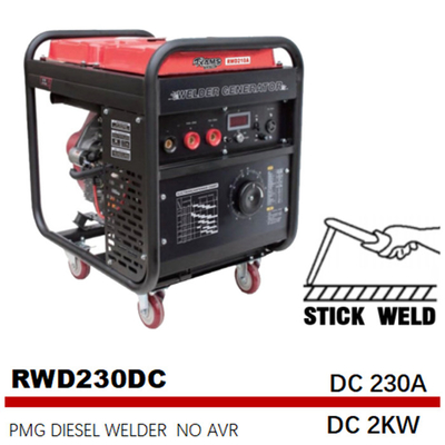مولد جوشکار دیزلی قابل حمل DC 2kw Stick استارت برقی مگنت دائمی PMG