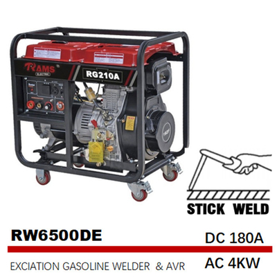 AC 4kw Stick Welding Generator Excitation 180A Electric Start Diesel Stick Welder