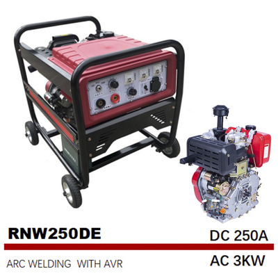 DC AC 3KW 250 A Arc Welding Generator فرکانس متوسط ​​12.5L تانک جوشکار