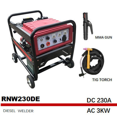 CE تایید شده 230A PETROL Arc Gener Welder DC 1.6kw Small Tank RNW230DE